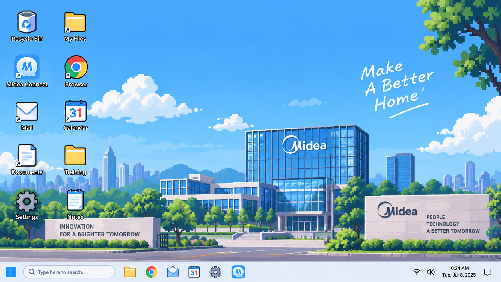 The office computer's desktop